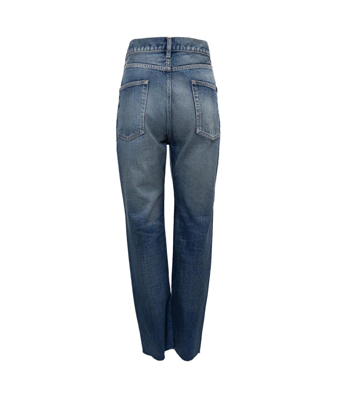 SAINT LAURENT Синие хлопковые прямые джинсы, фото 4