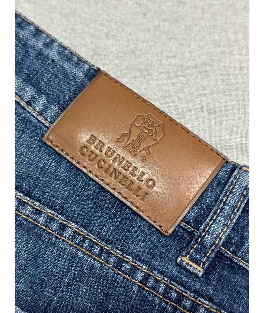 BRUNELLO CUCINELLI Синие хлопковые прямые джинсы, фото 3