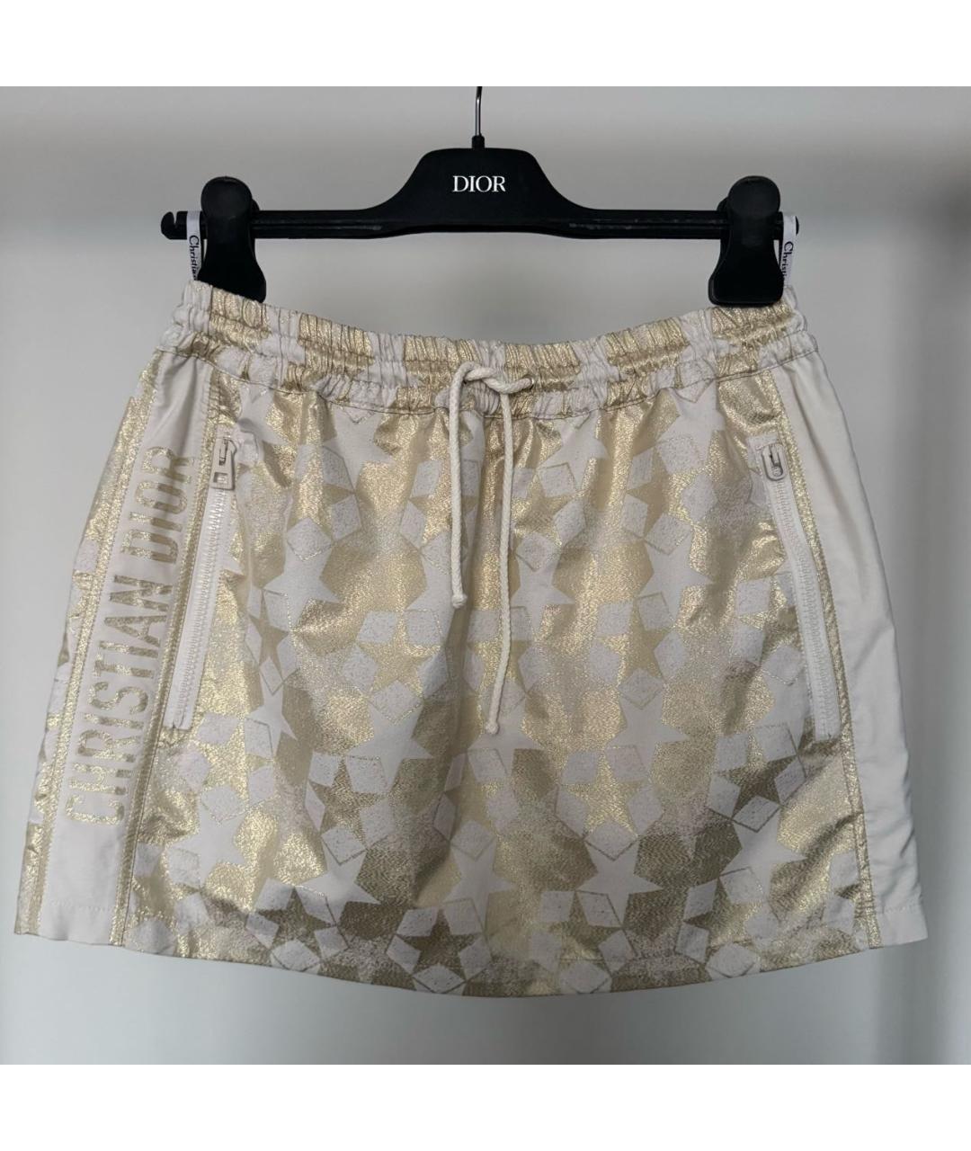 CHRISTIAN DIOR Бежевая полиэстеровая юбка мини, фото 4