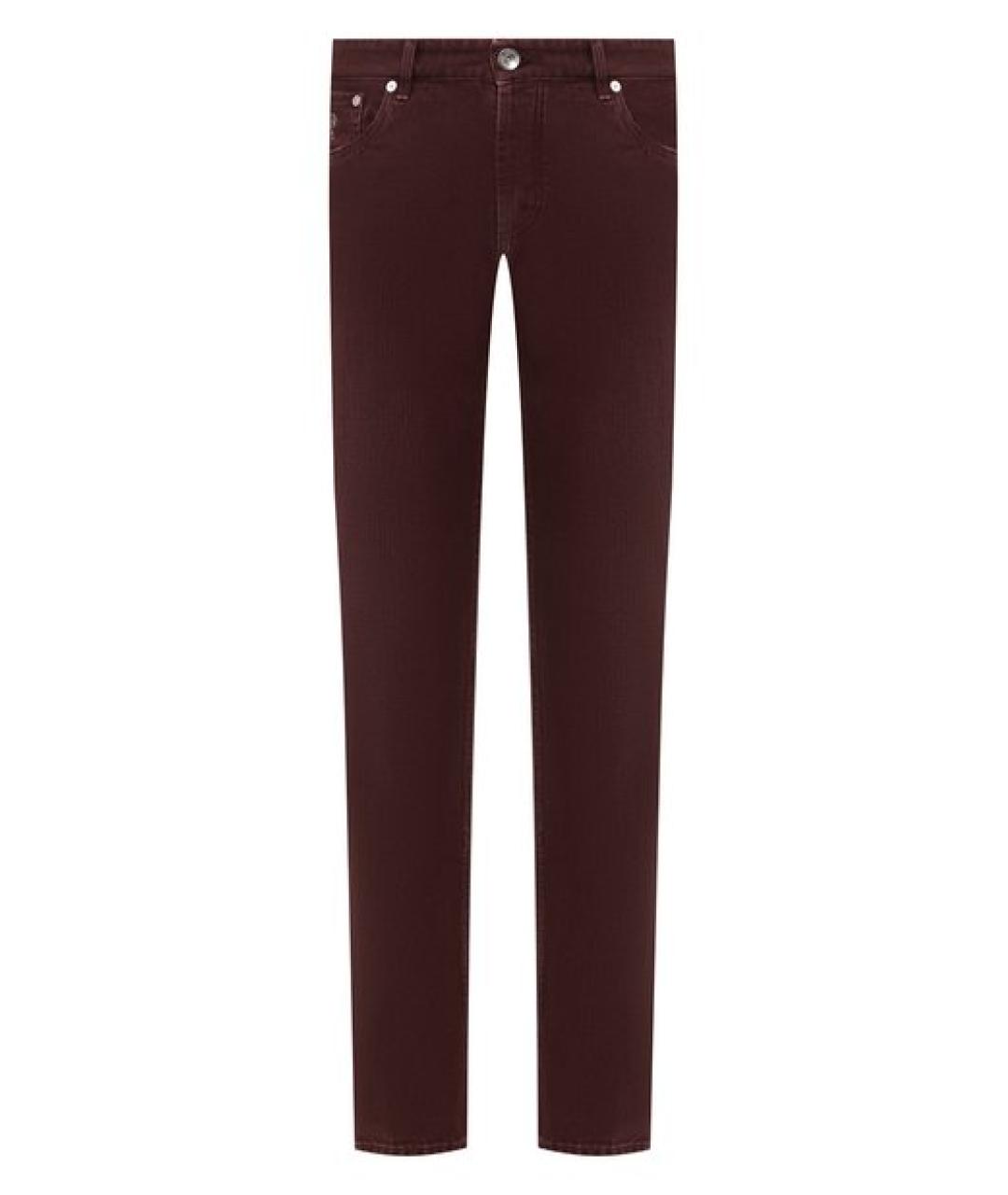 BRUNELLO CUCINELLI Бордовые хлопковые прямые джинсы, фото 1