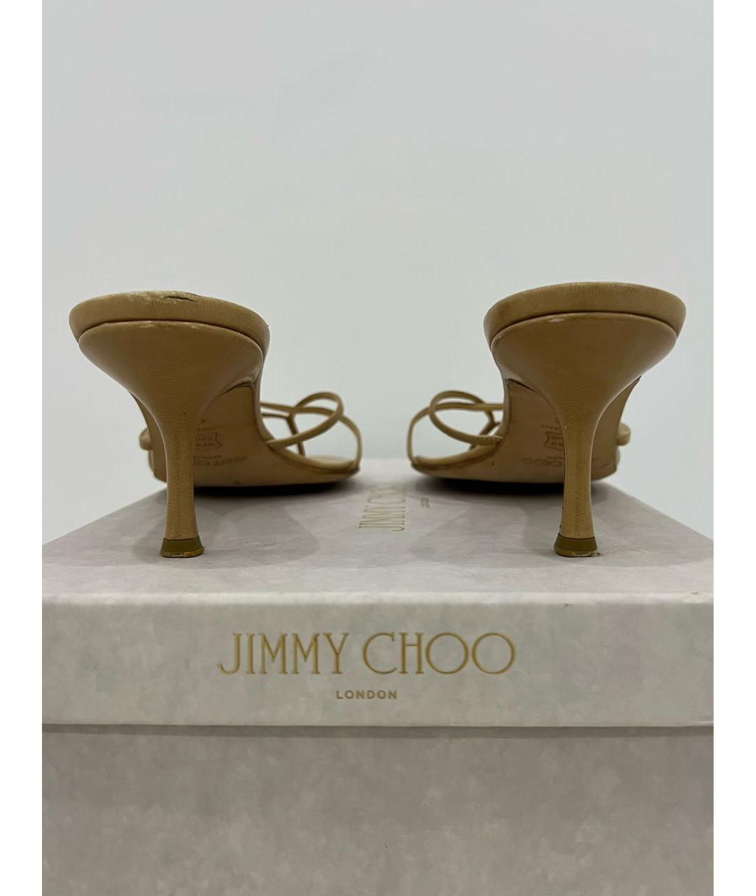 JIMMY CHOO Бежевые кожаные мюли, фото 5