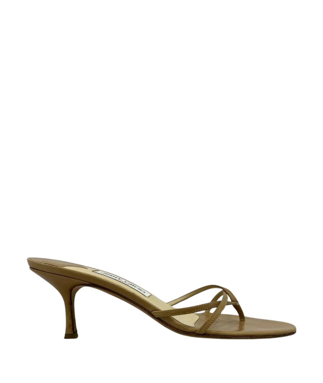 JIMMY CHOO Бежевые кожаные мюли, фото 1