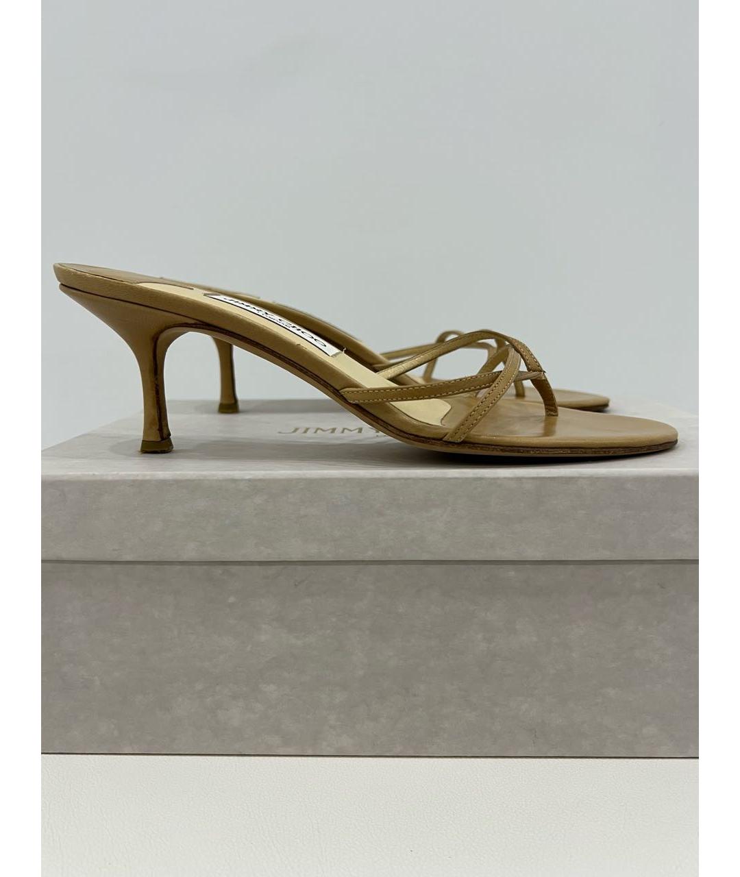 JIMMY CHOO Бежевые кожаные мюли, фото 2