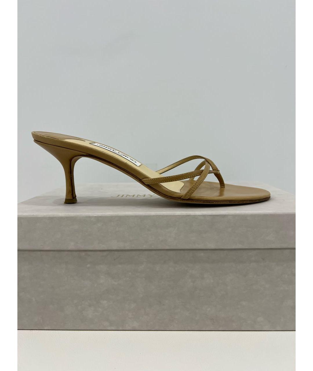 JIMMY CHOO Бежевые кожаные мюли, фото 7