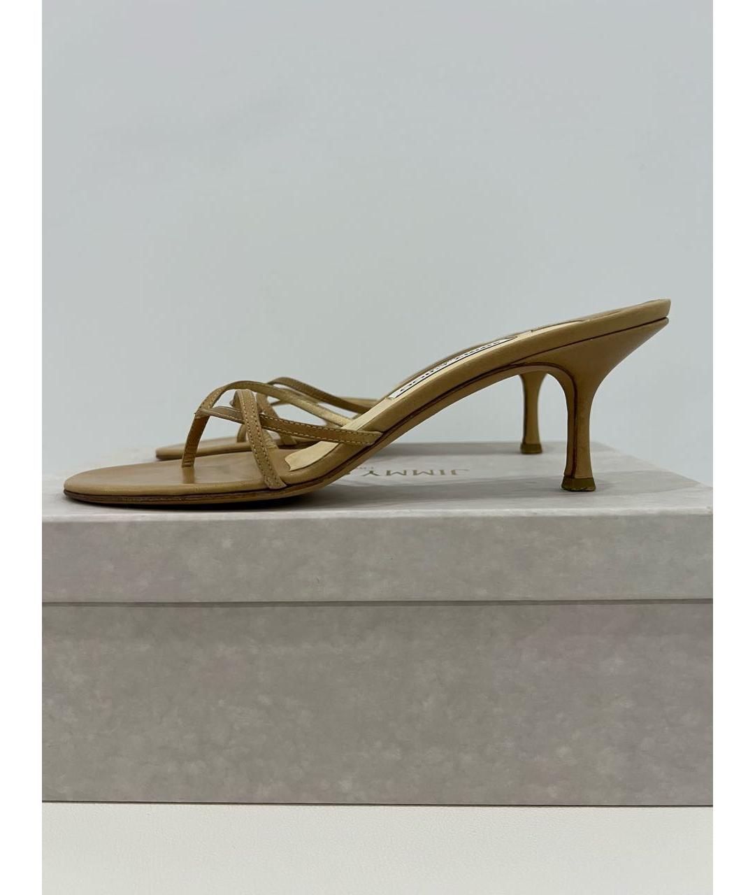 JIMMY CHOO Бежевые кожаные мюли, фото 4