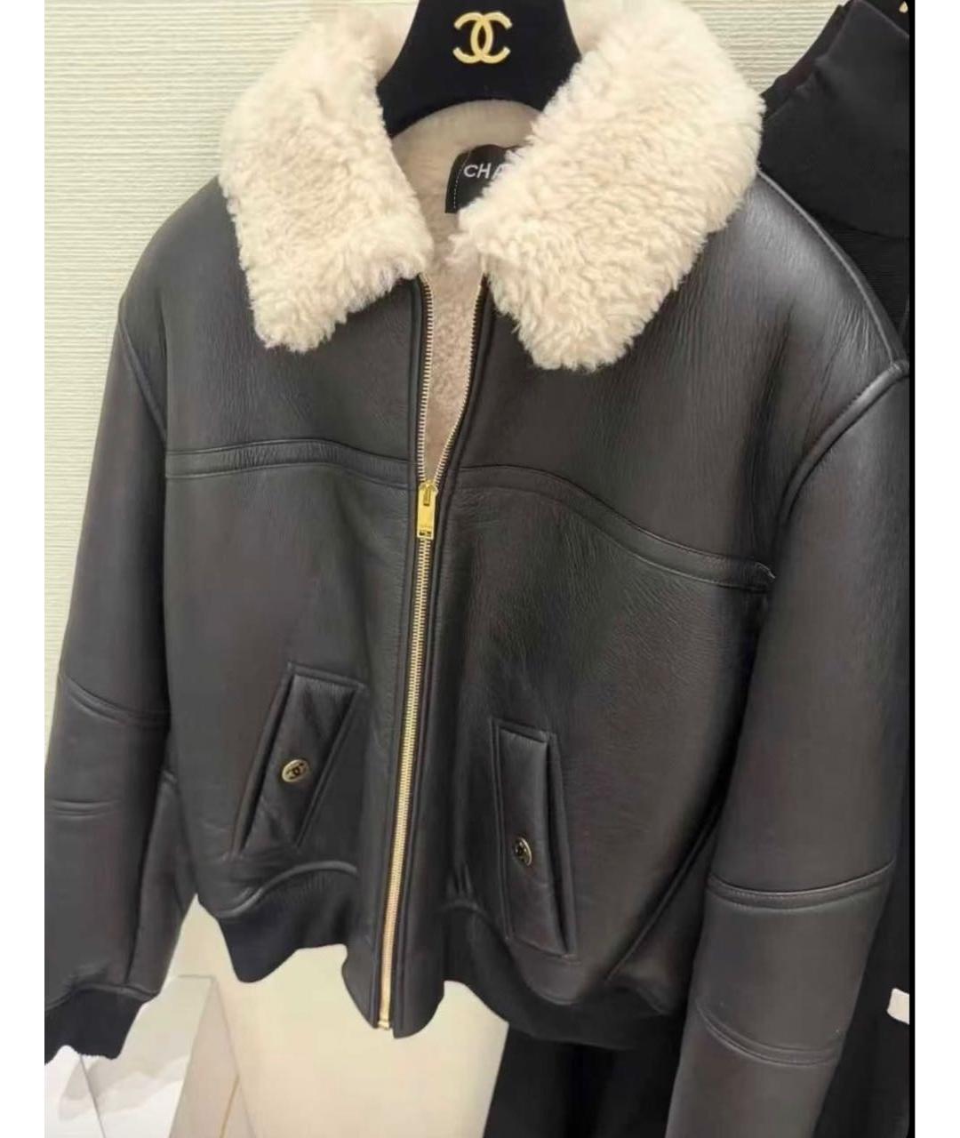 CHANEL Черная кожаная дубленка, фото 4