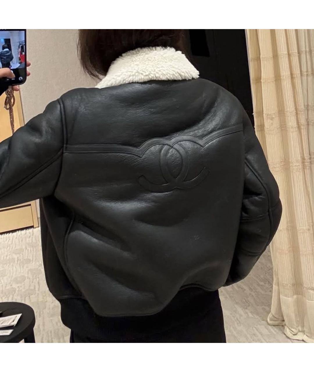CHANEL Черная кожаная дубленка, фото 3
