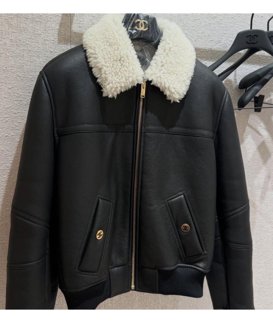 CHANEL Черная кожаная дубленка, фото 2