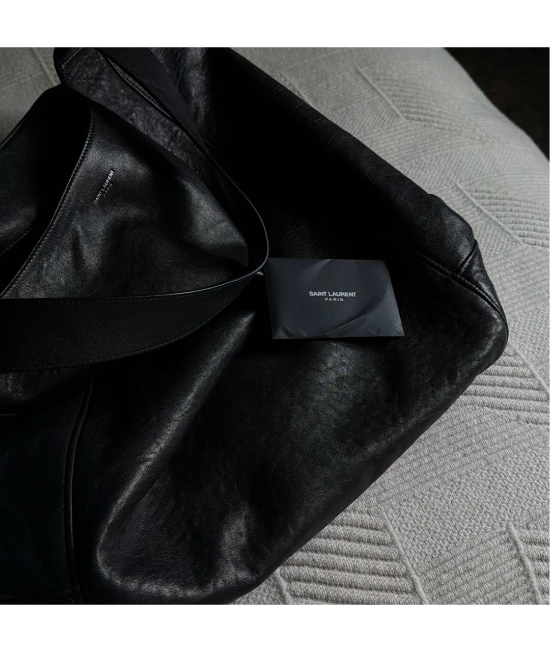 SAINT LAURENT Черная кожаная сумка тоут, фото 8