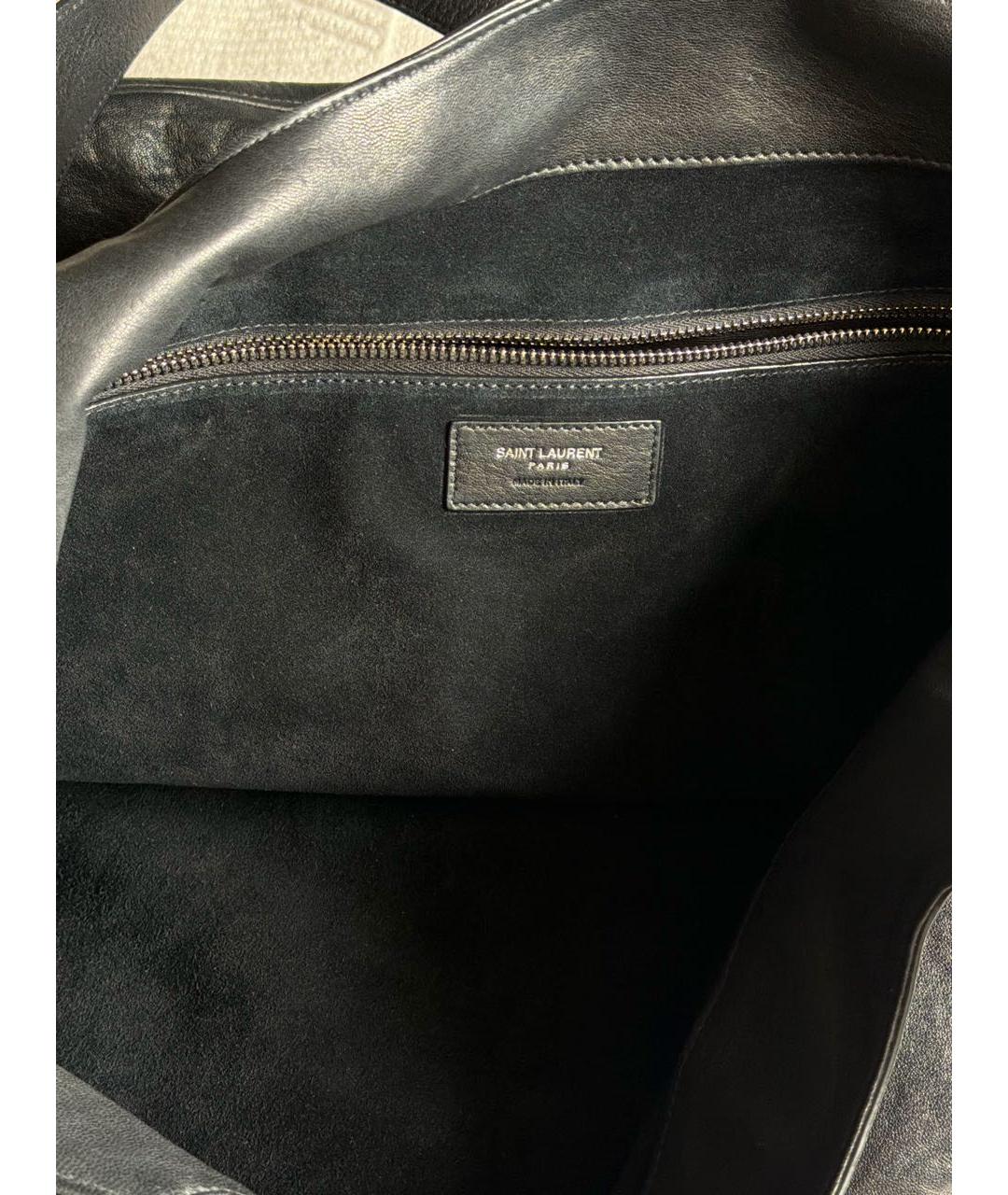 SAINT LAURENT Черная кожаная сумка тоут, фото 4