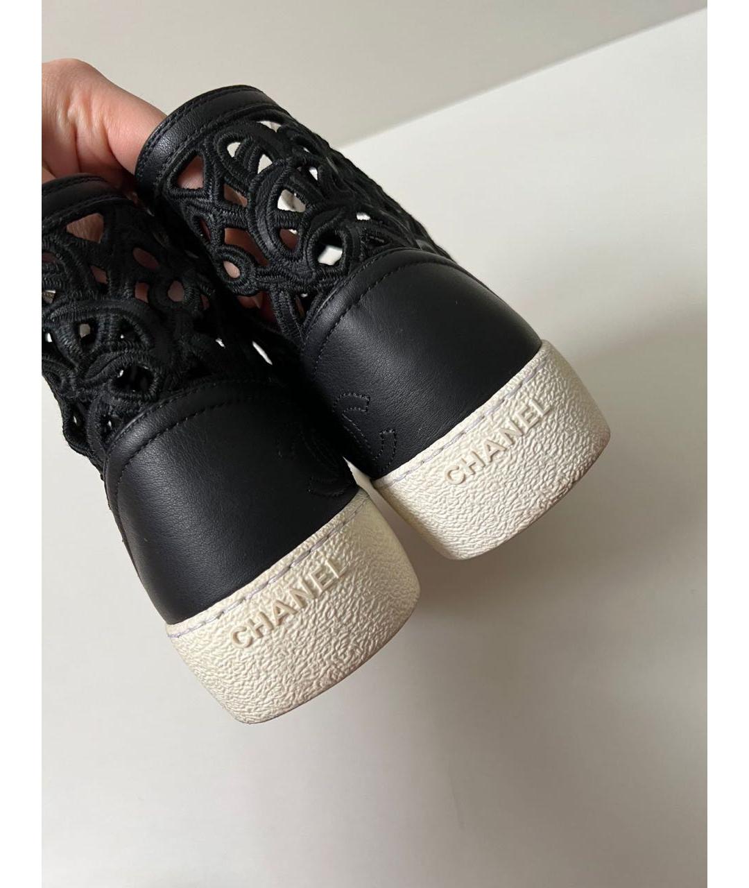 CHANEL Черные кожаные кеды, фото 8