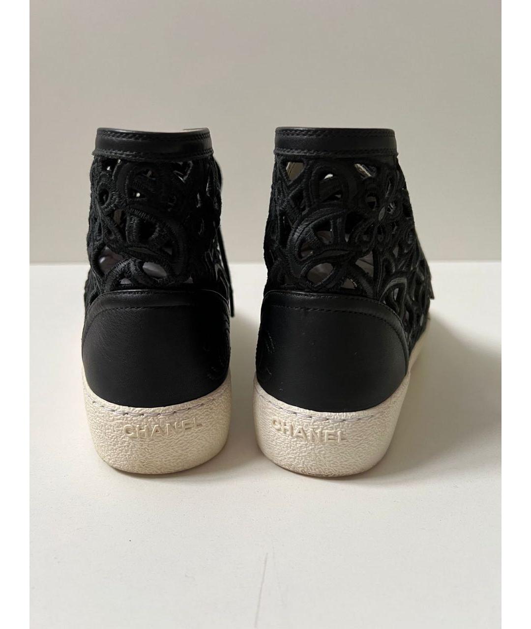 CHANEL Черные кожаные кеды, фото 4