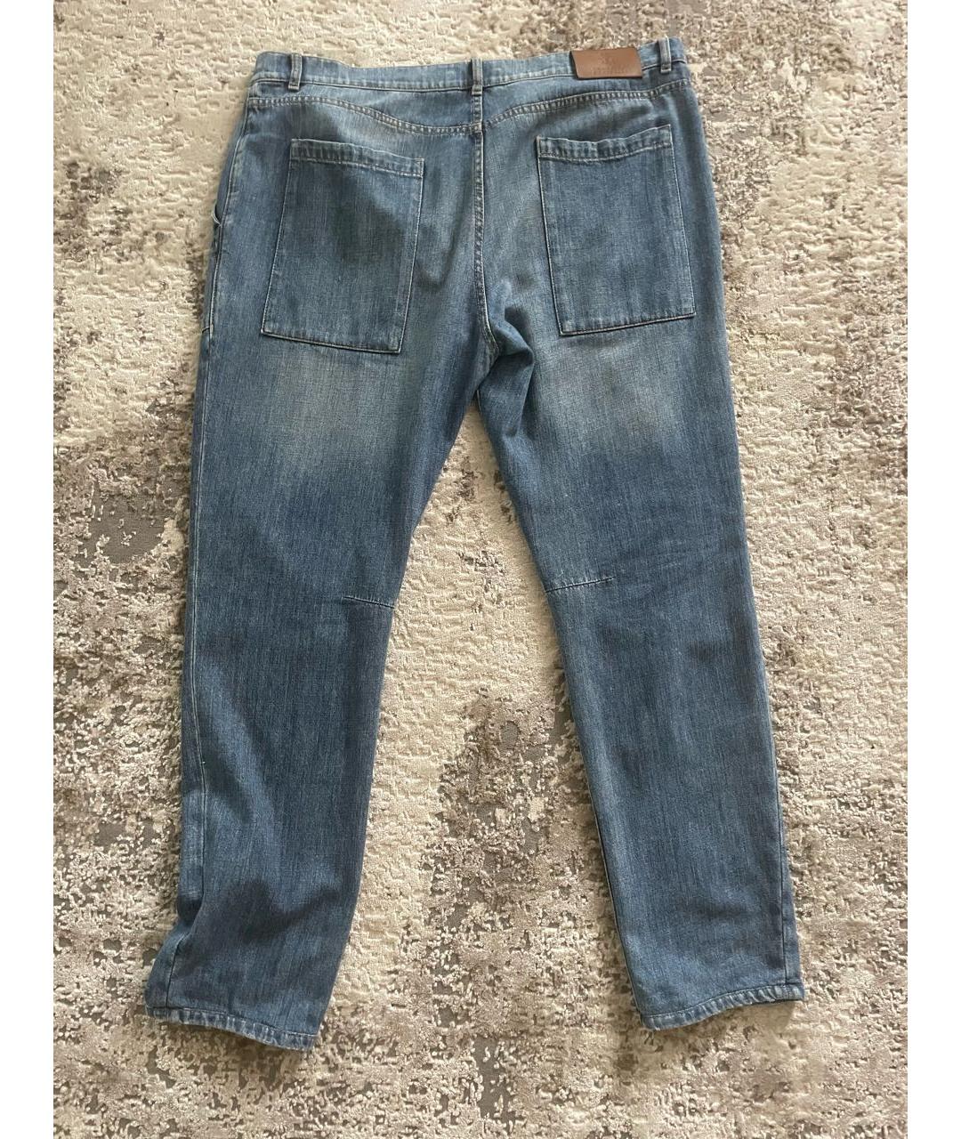 BRUNELLO CUCINELLI Голубые хлопковые джинсы скинни, фото 2