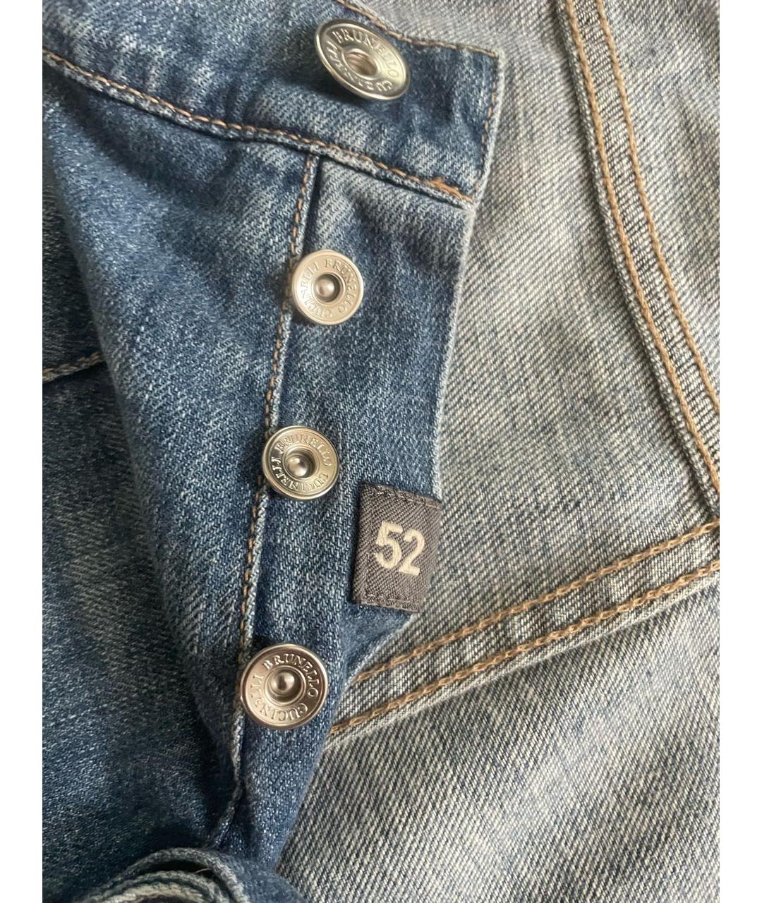 BRUNELLO CUCINELLI Голубые хлопковые джинсы скинни, фото 4