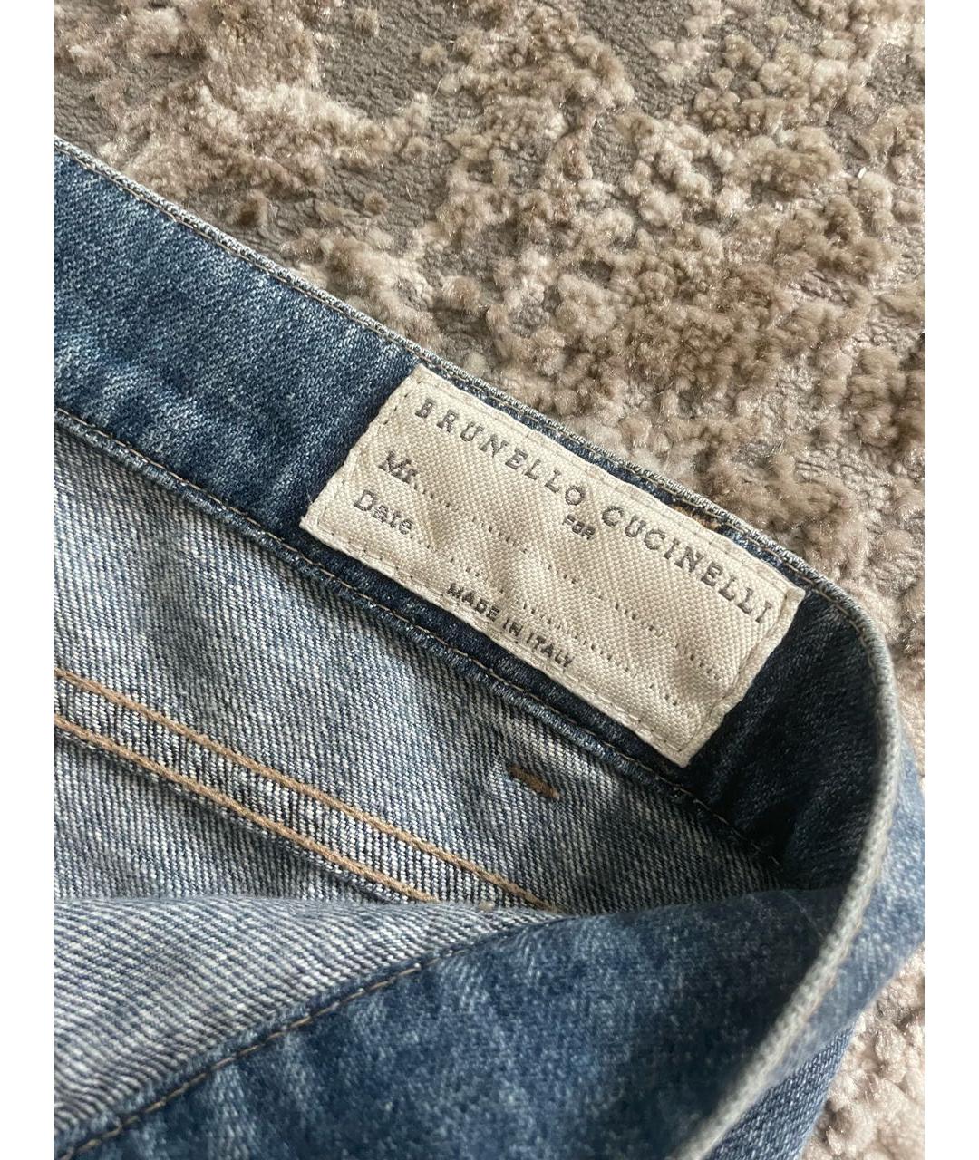 BRUNELLO CUCINELLI Голубые хлопковые джинсы скинни, фото 5