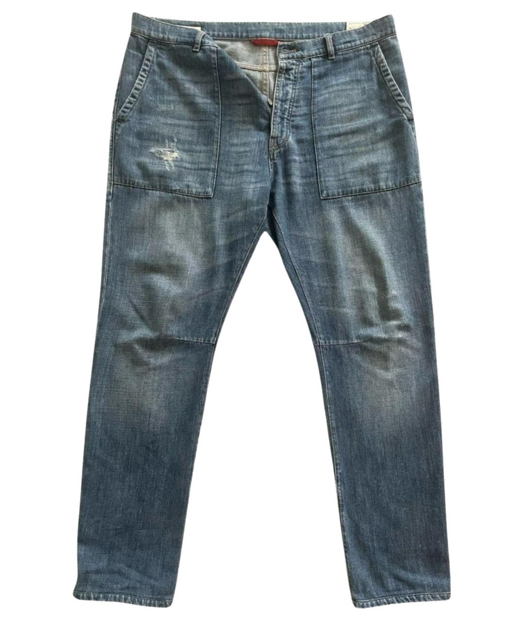 BRUNELLO CUCINELLI Голубые хлопковые джинсы скинни, фото 1