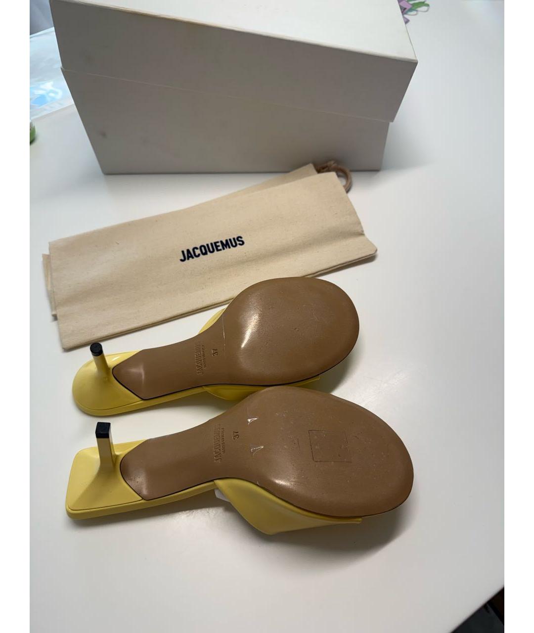 JACQUEMUS Желтые кожаные мюли, фото 5