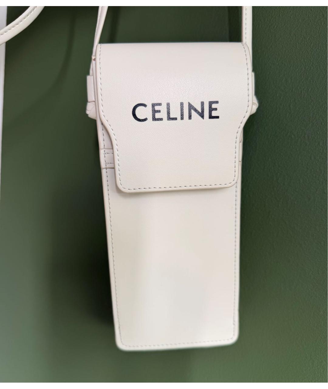 CELINE Белая кожаная сумка через плечо, фото 9