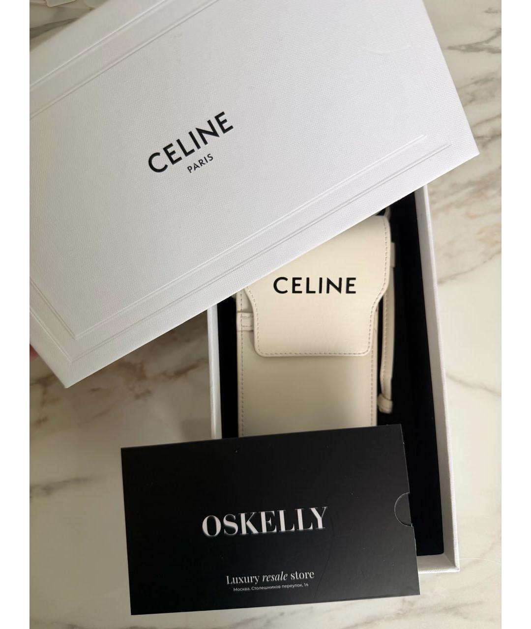 CELINE Белая кожаная сумка через плечо, фото 3