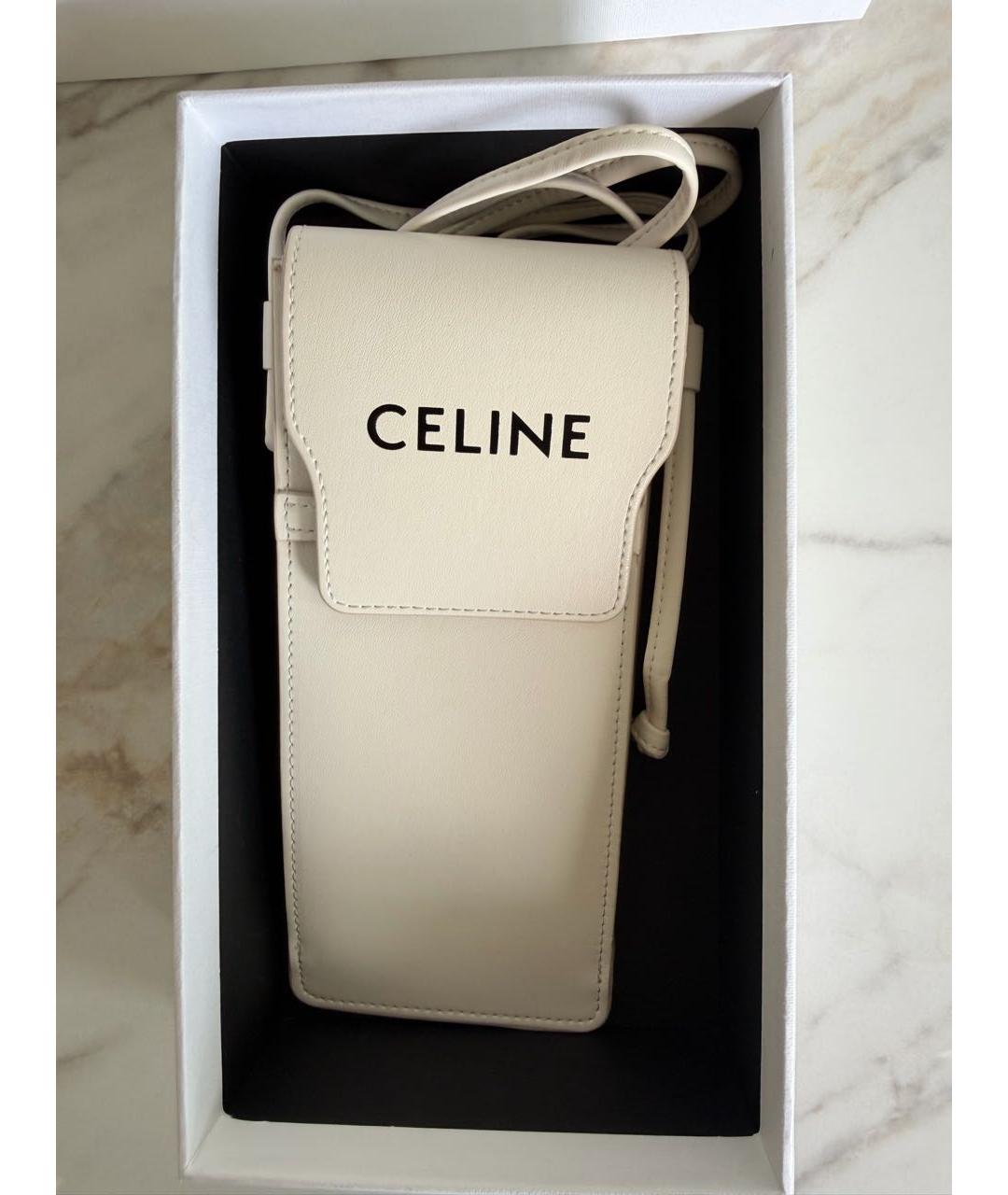 CELINE Белая кожаная сумка через плечо, фото 2
