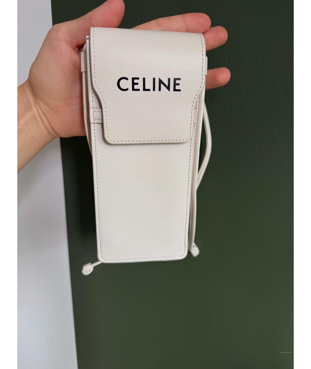 CELINE Белая кожаная сумка через плечо, фото 6