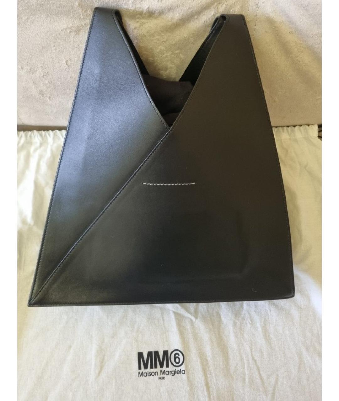 MM6 MAISON MARGIELA Черная кожаная сумка тоут, фото 8