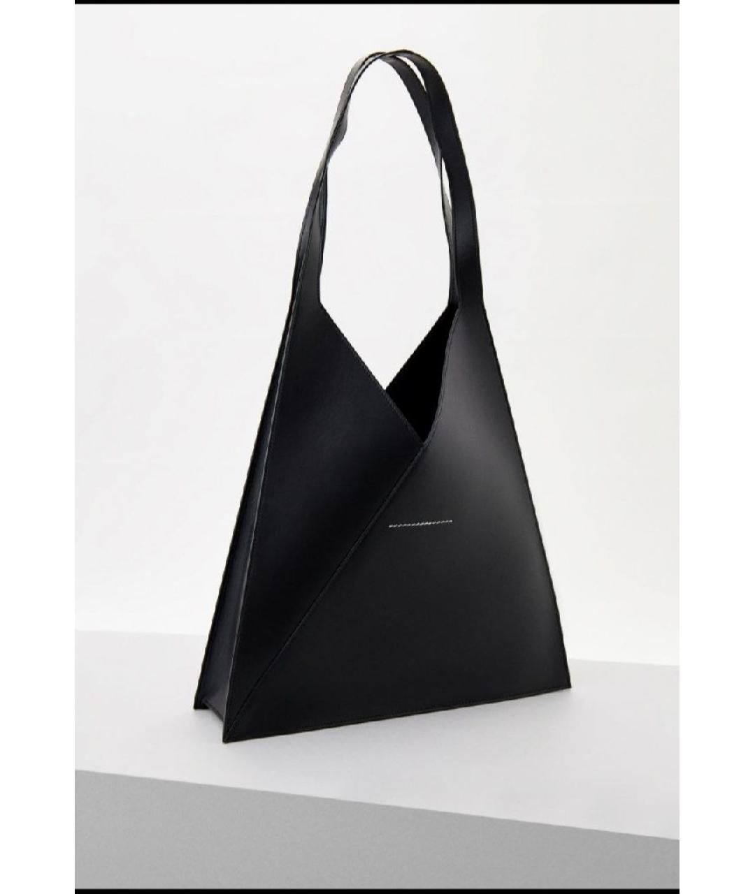 MM6 MAISON MARGIELA Черная кожаная сумка тоут, фото 10