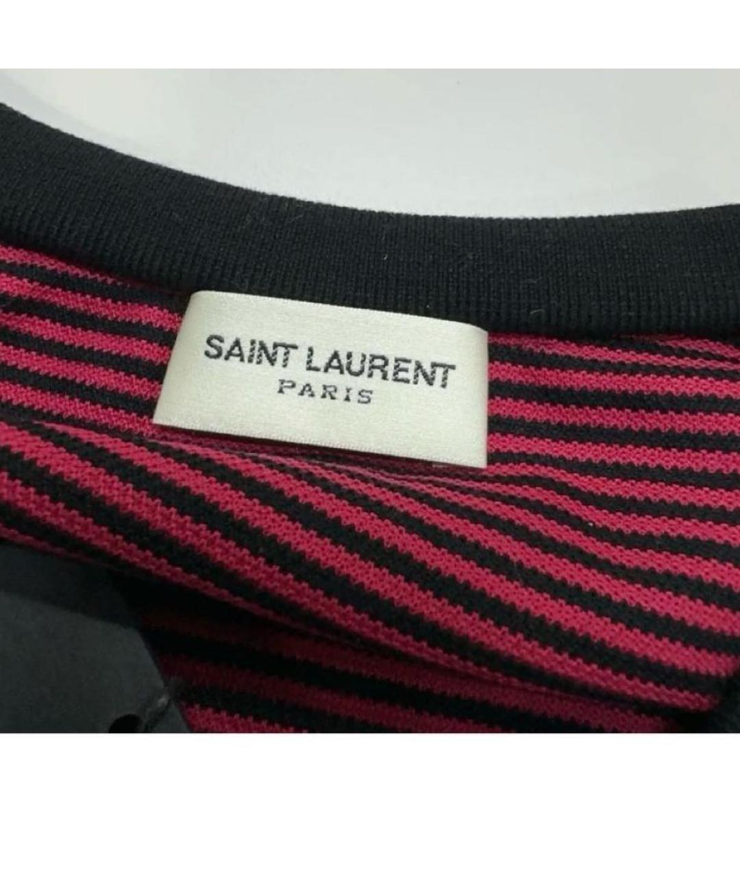 SAINT LAURENT Бордовое хлопковое поло с коротким рукавом, фото 4
