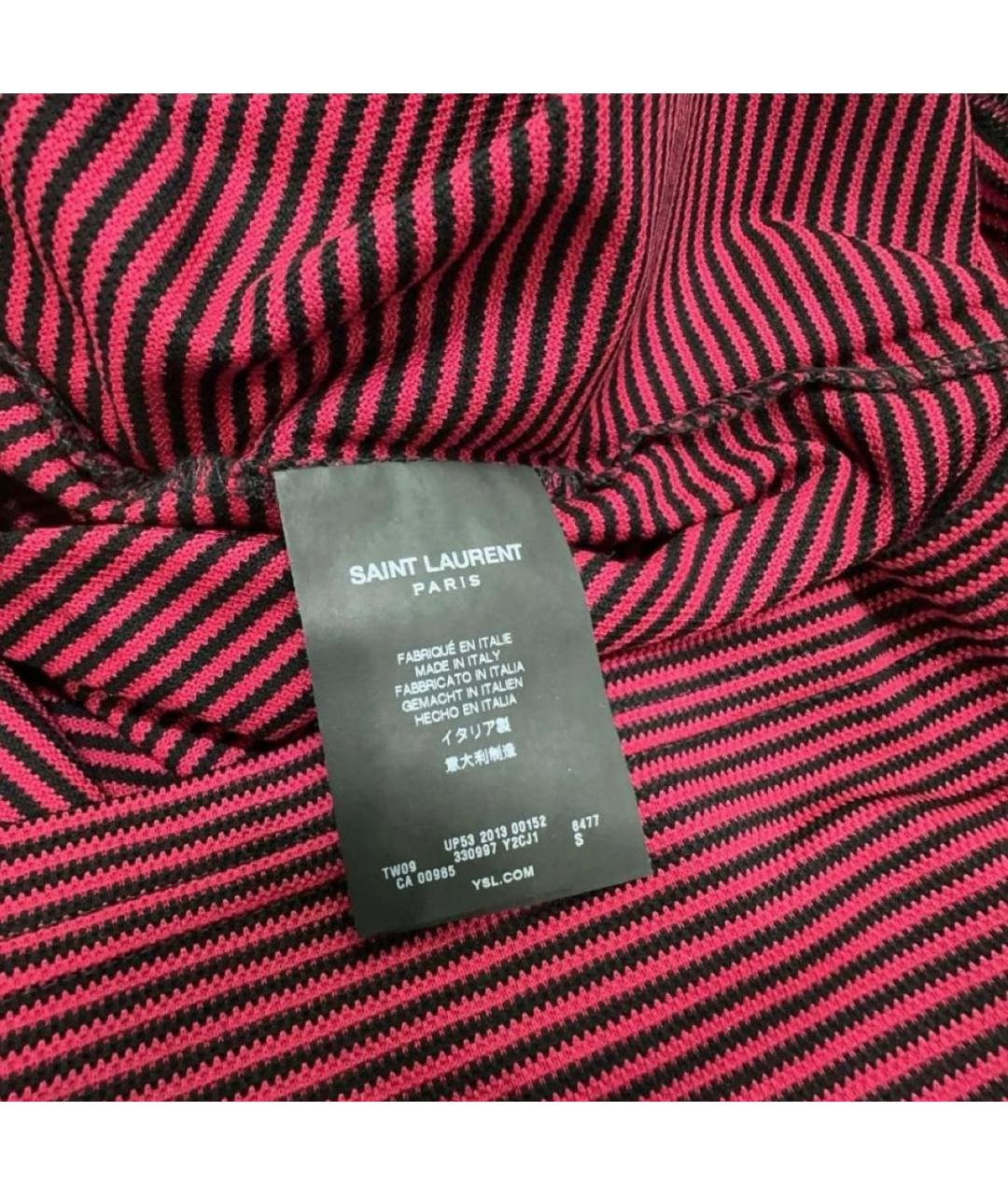 SAINT LAURENT Бордовое хлопковое поло с коротким рукавом, фото 3