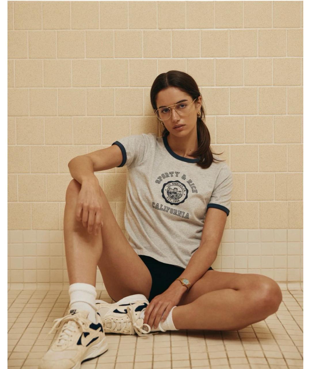 SPORTY AND RICH Серая хлопковая футболка, фото 6