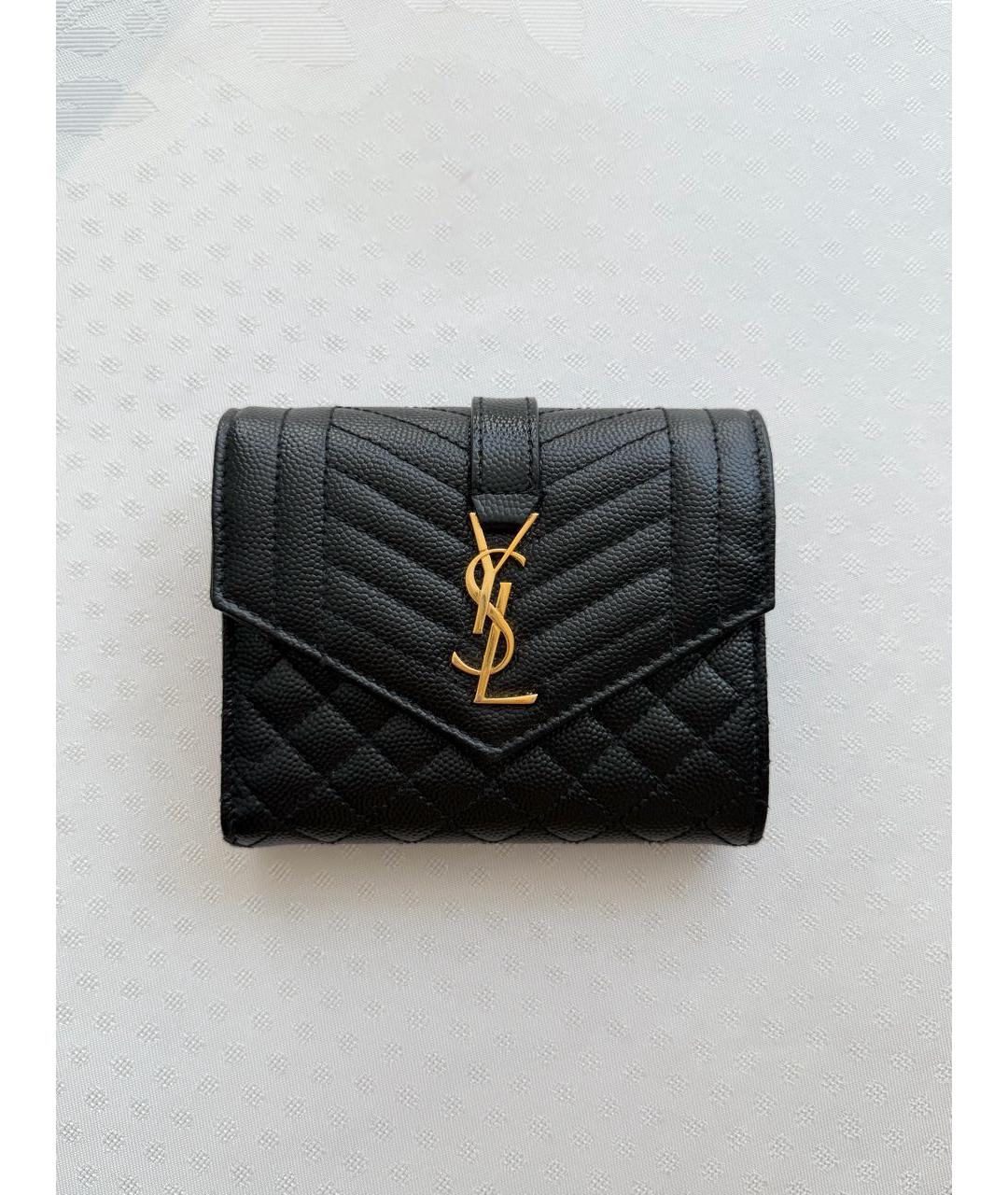 SAINT LAURENT Черный кожаный кошелек, фото 5
