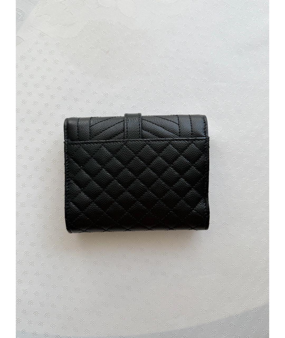 SAINT LAURENT Черный кожаный кошелек, фото 3