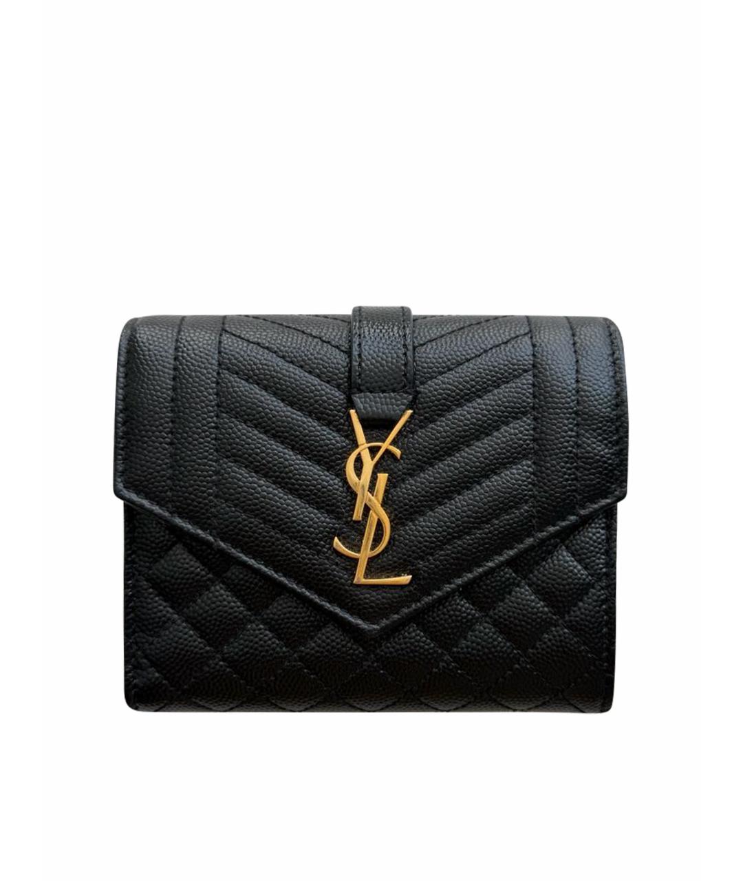 SAINT LAURENT Черный кожаный кошелек, фото 1