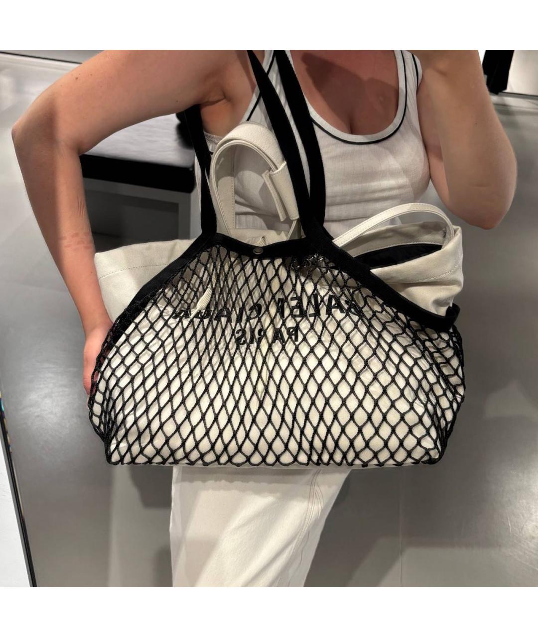 BALENCIAGA Бежевая сумка тоут из канвы, фото 3