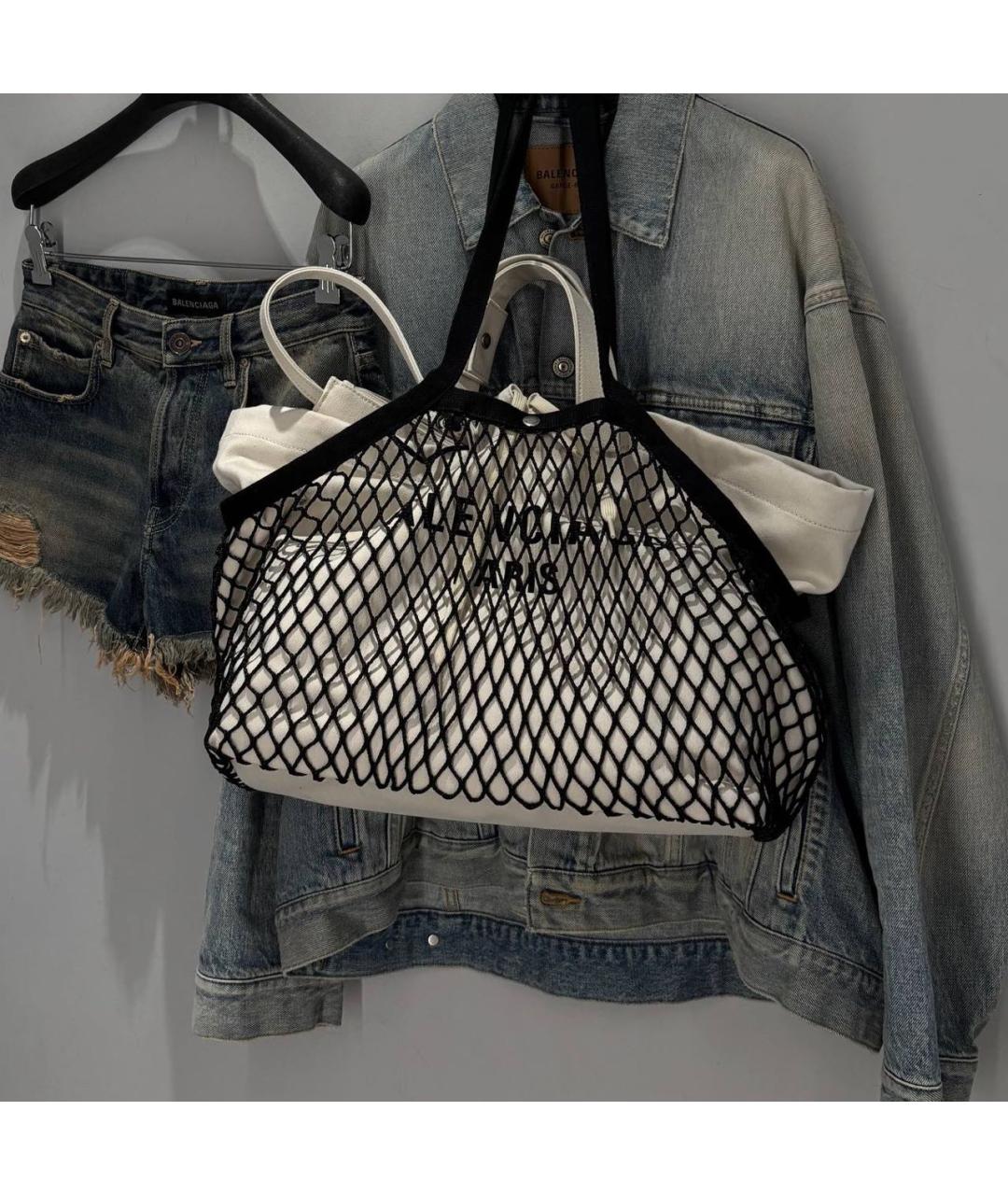 BALENCIAGA Бежевая сумка тоут из канвы, фото 4