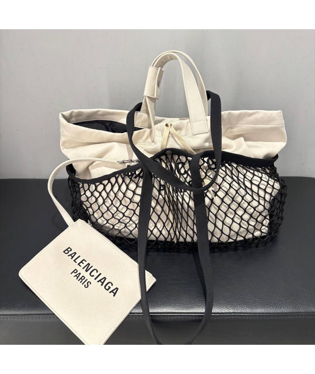 BALENCIAGA Бежевая сумка тоут из канвы, фото 2