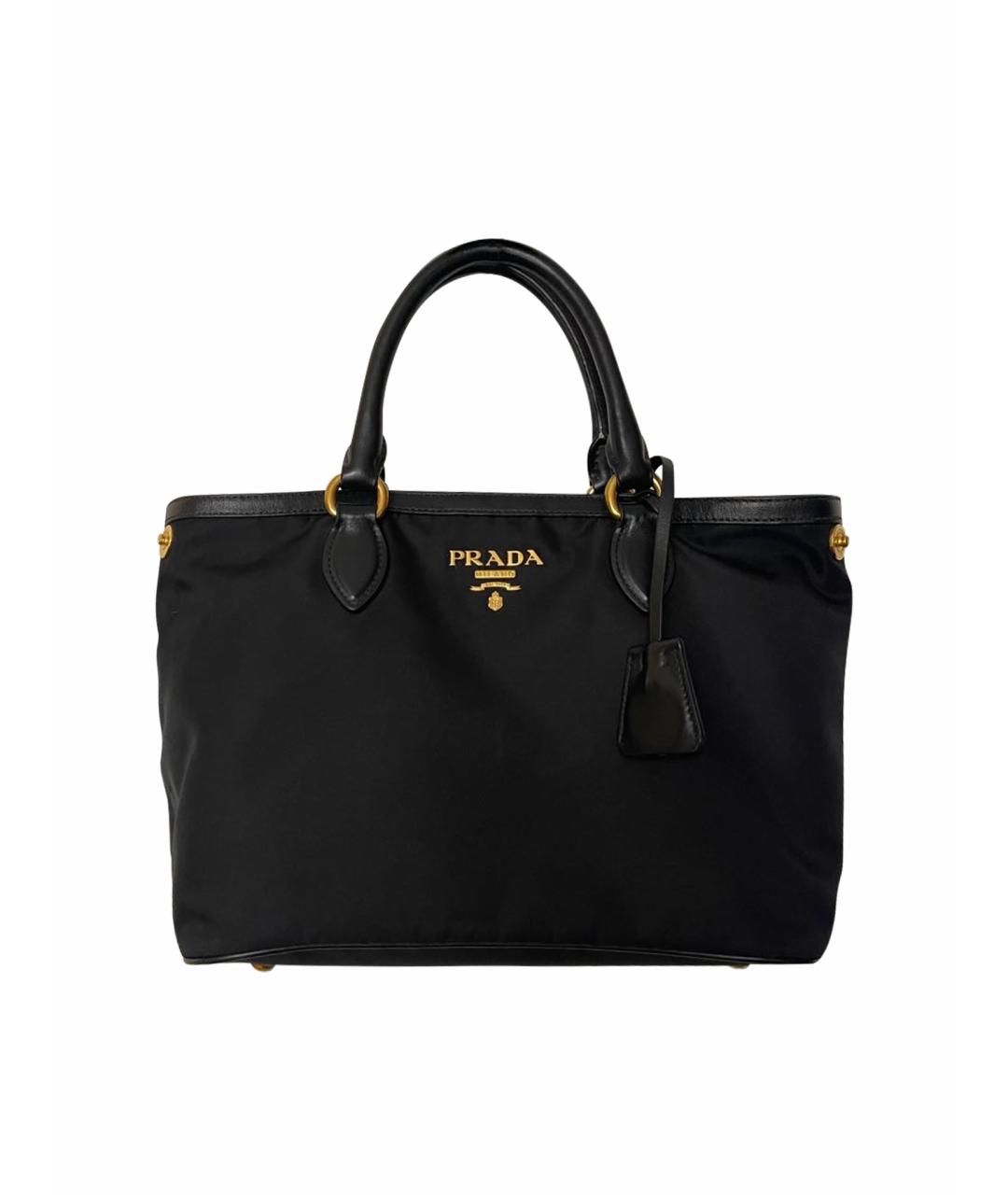 PRADA Черная нейлоновая сумка с короткими ручками, фото 1