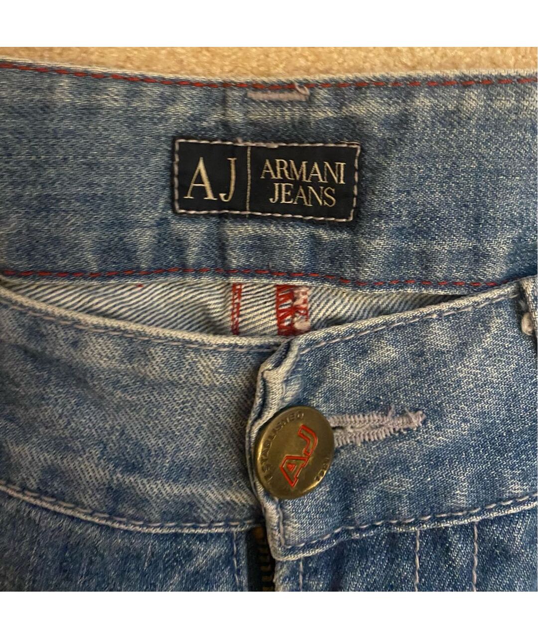 ARMANI JEANS Голубые хлопковые прямые джинсы, фото 3