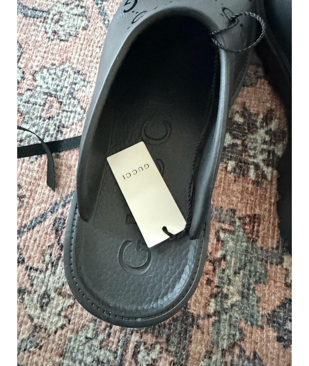 GUCCI Черные резиновые шлепанцы, фото 6