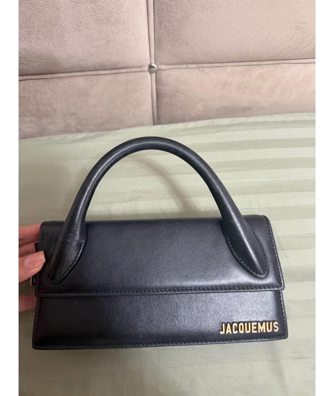 JACQUEMUS Черная кожаная сумка с короткими ручками, фото 3