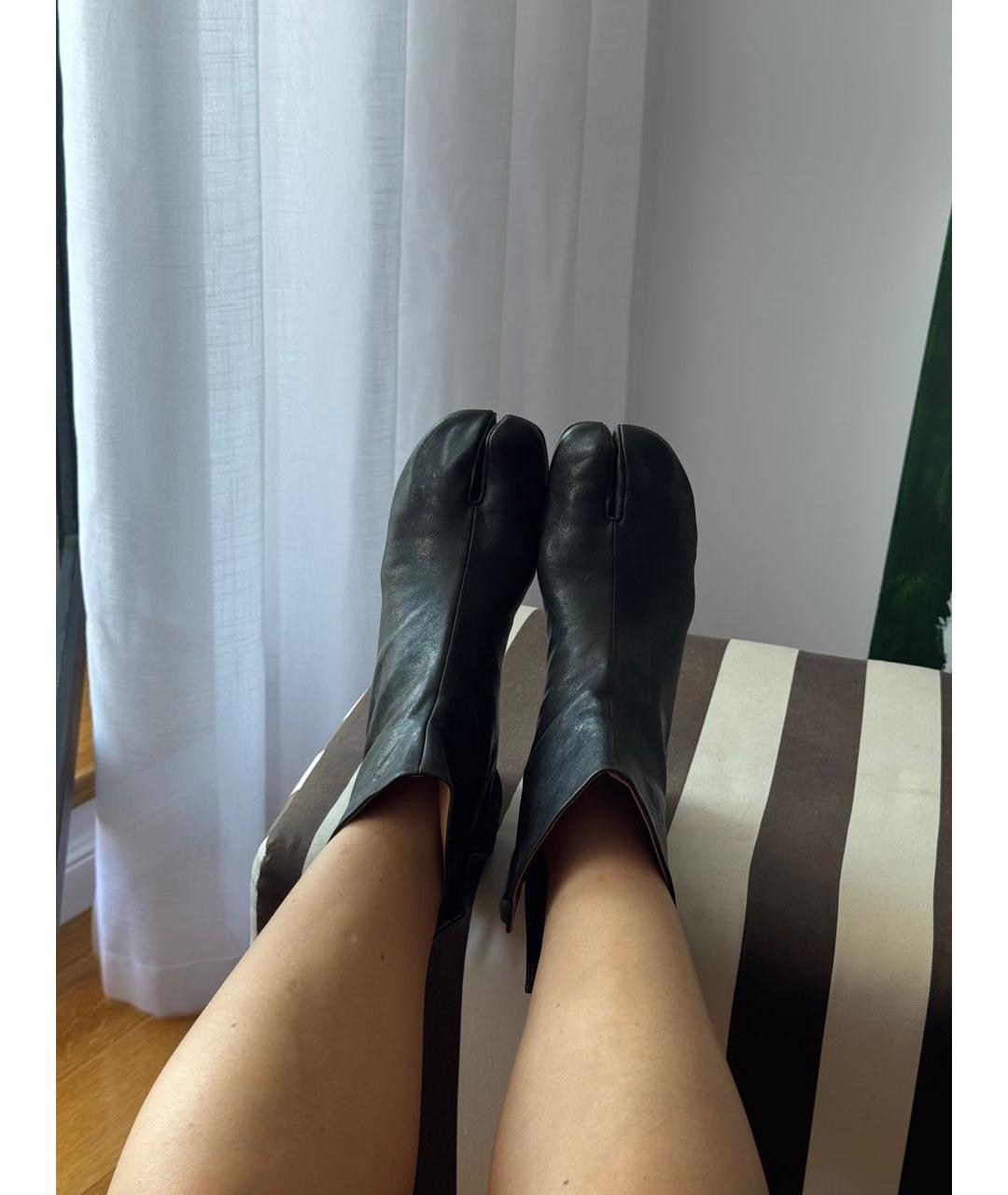 MAISON MARGIELA Черные кожаные ботинки, фото 2
