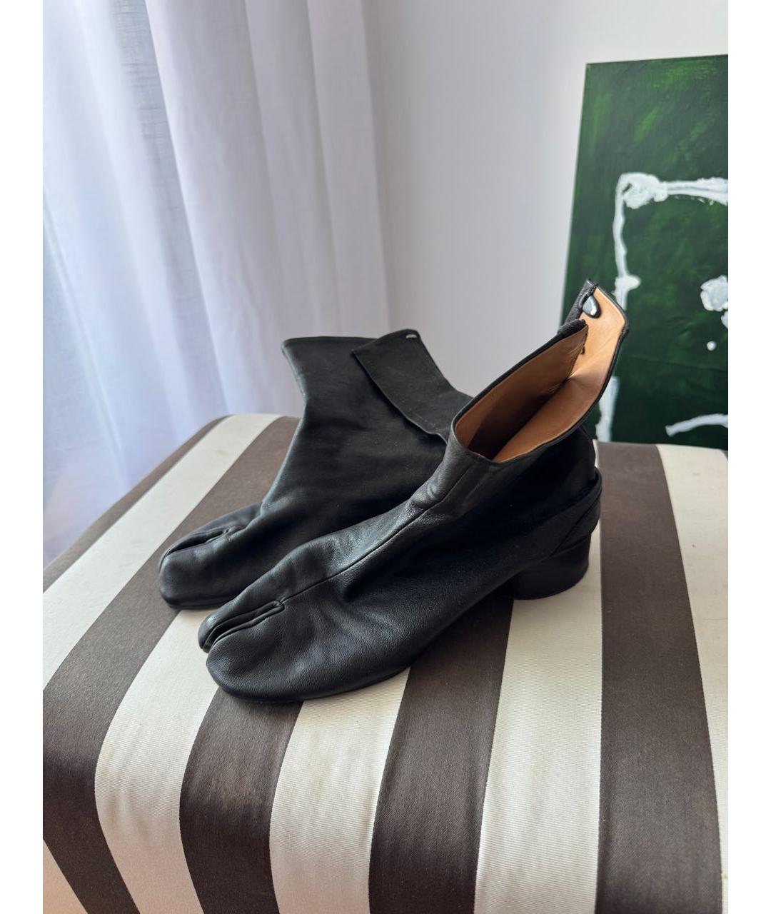 MAISON MARGIELA Черные кожаные ботинки, фото 6