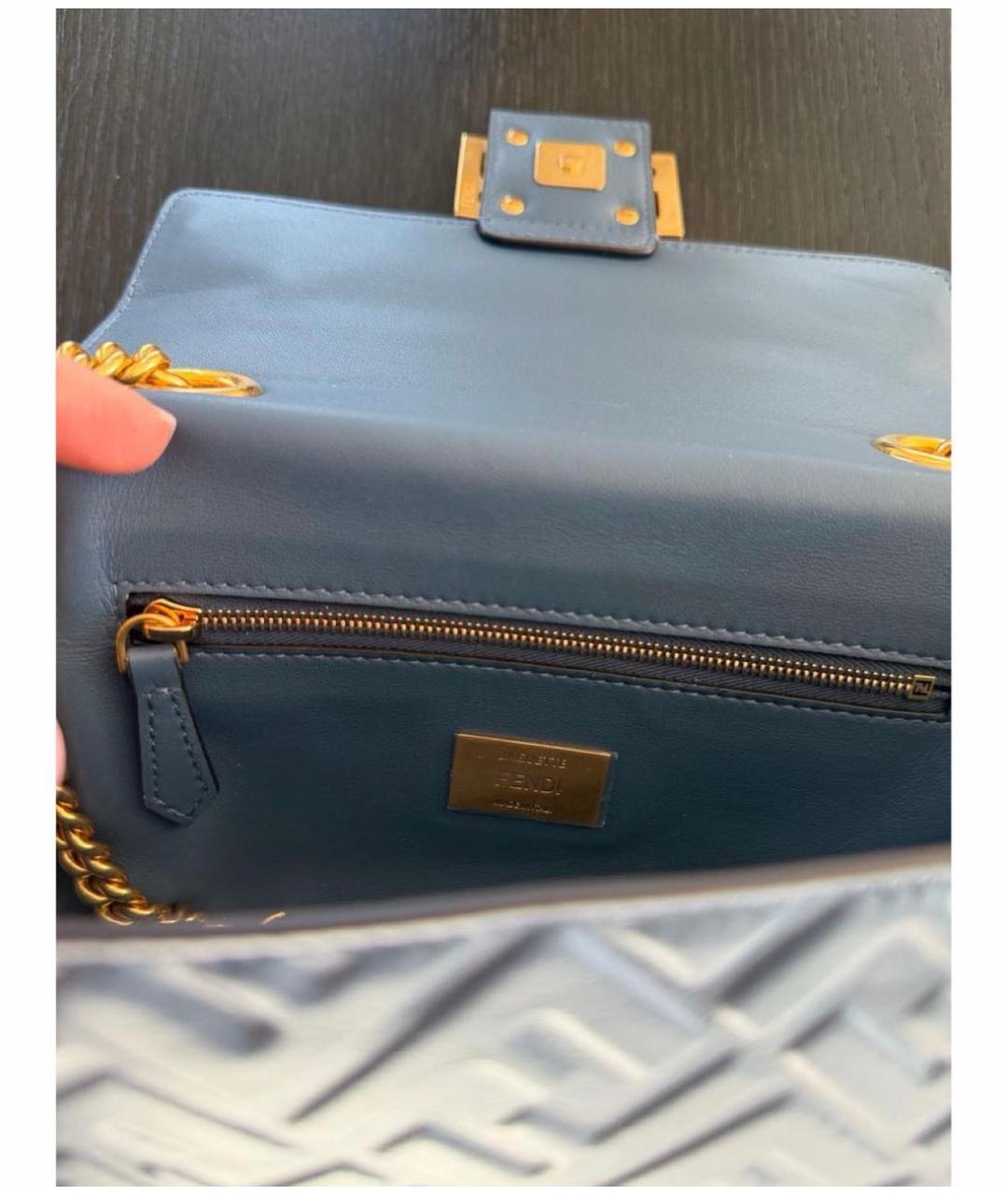 FENDI Темно-синяя кожаная сумка через плечо, фото 4