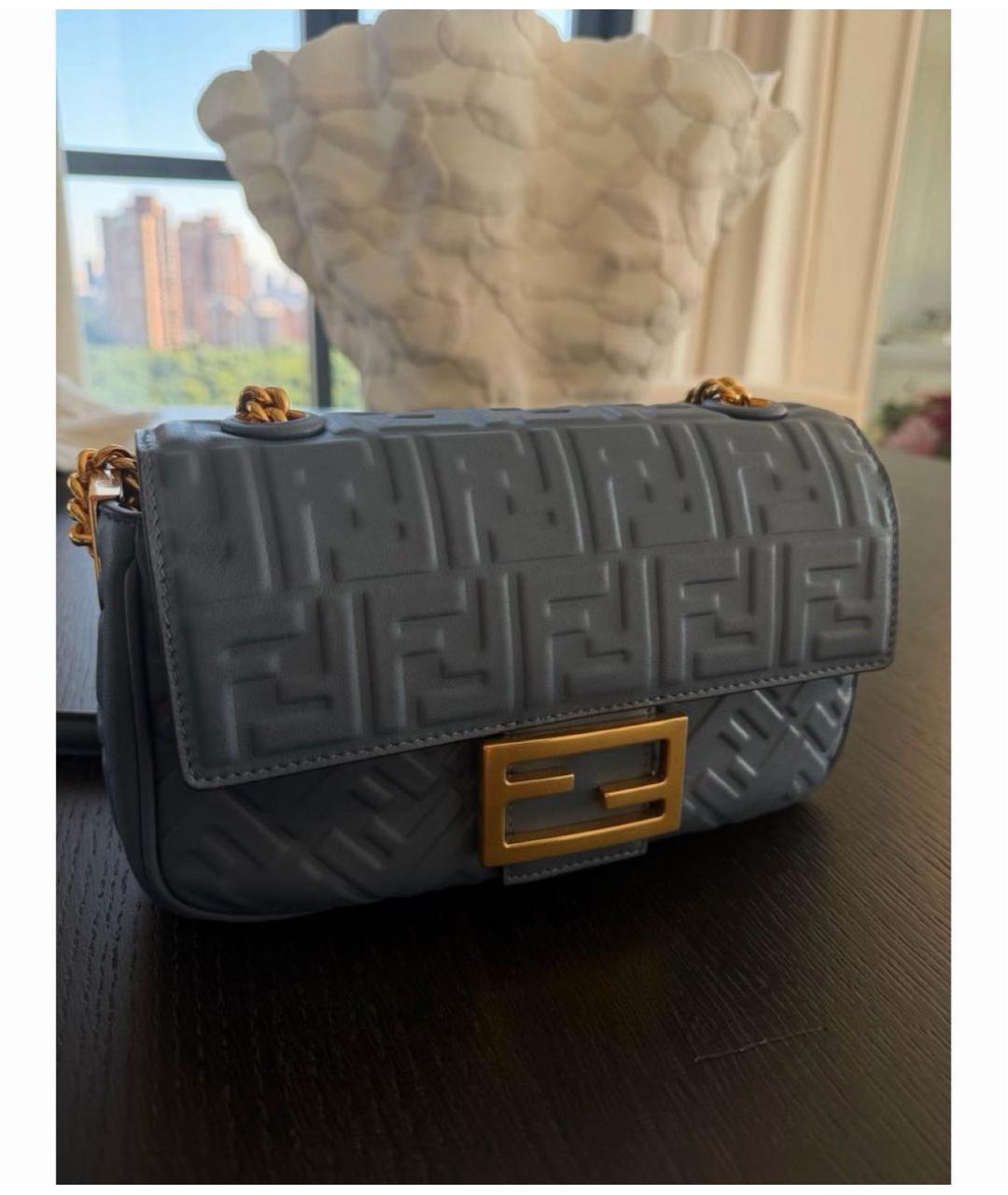 FENDI Темно-синяя кожаная сумка через плечо, фото 3