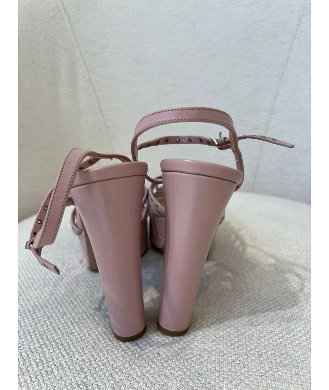 VALENTINO Розовые кожаные босоножки, фото 4