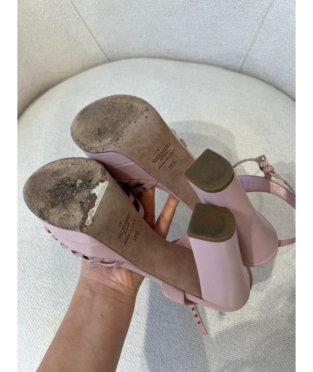 VALENTINO Розовые кожаные босоножки, фото 5