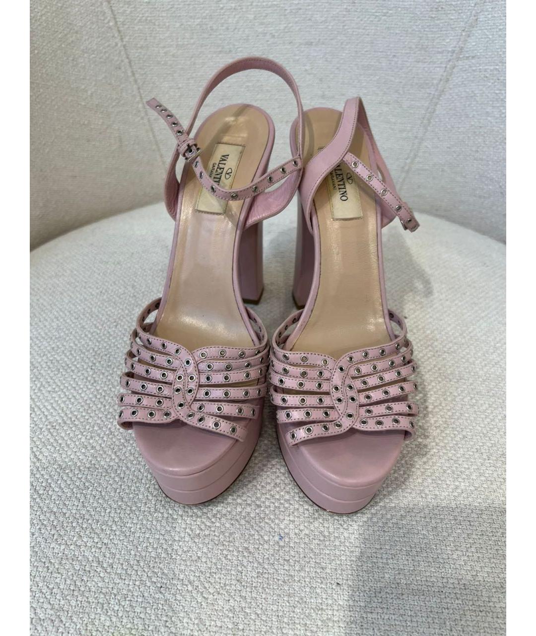 VALENTINO Розовые кожаные босоножки, фото 2