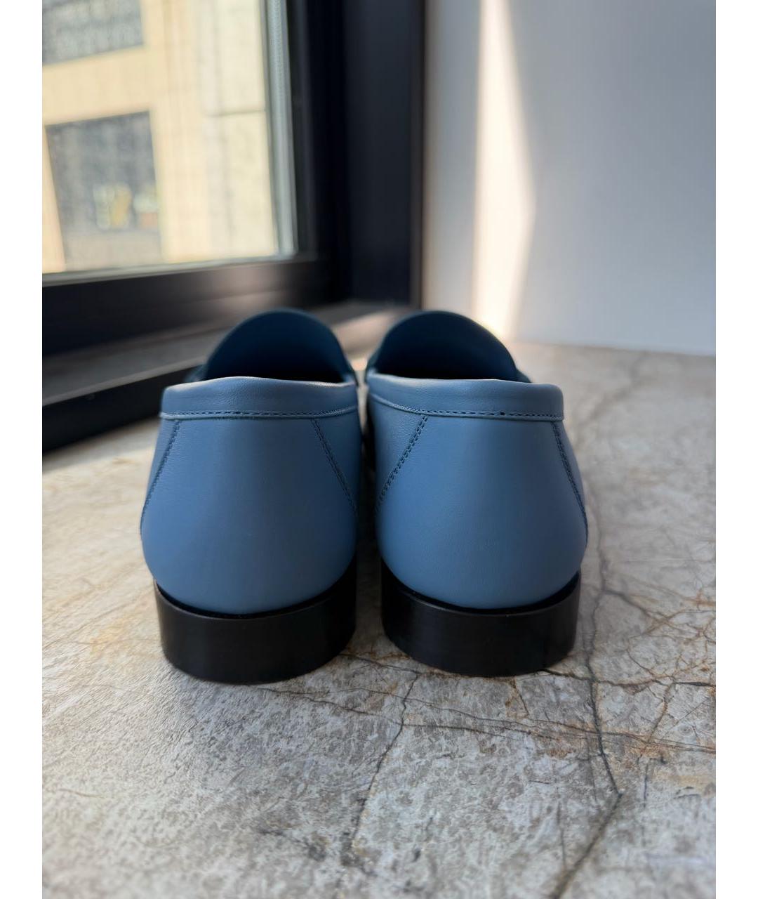 FERRAGAMO Голубые кожаные туфли, фото 4