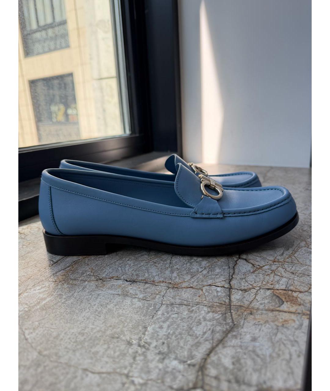 FERRAGAMO Голубые кожаные туфли, фото 9