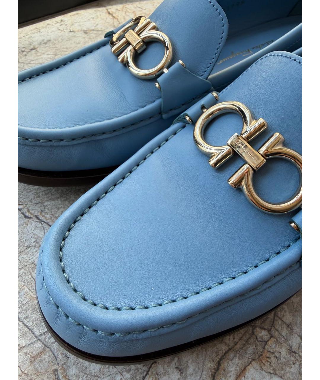 FERRAGAMO Голубые кожаные туфли, фото 8
